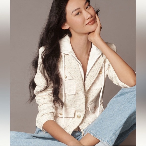 Anthropologie Jackets & Blazers - NEW By Anthropologie Tweed Patch Pocket Dickie Jacket Small